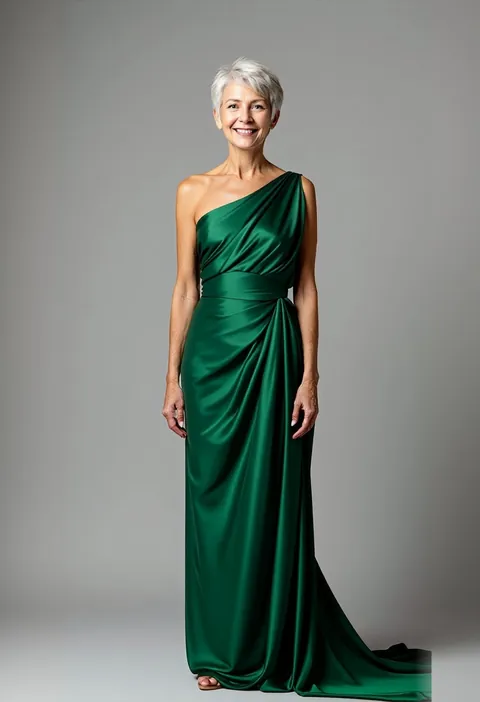 The gown on a woman in her late 50s
